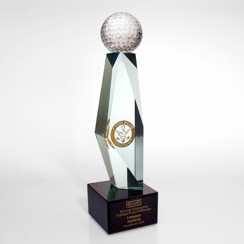 Statuetka szklana sportowa golfowa