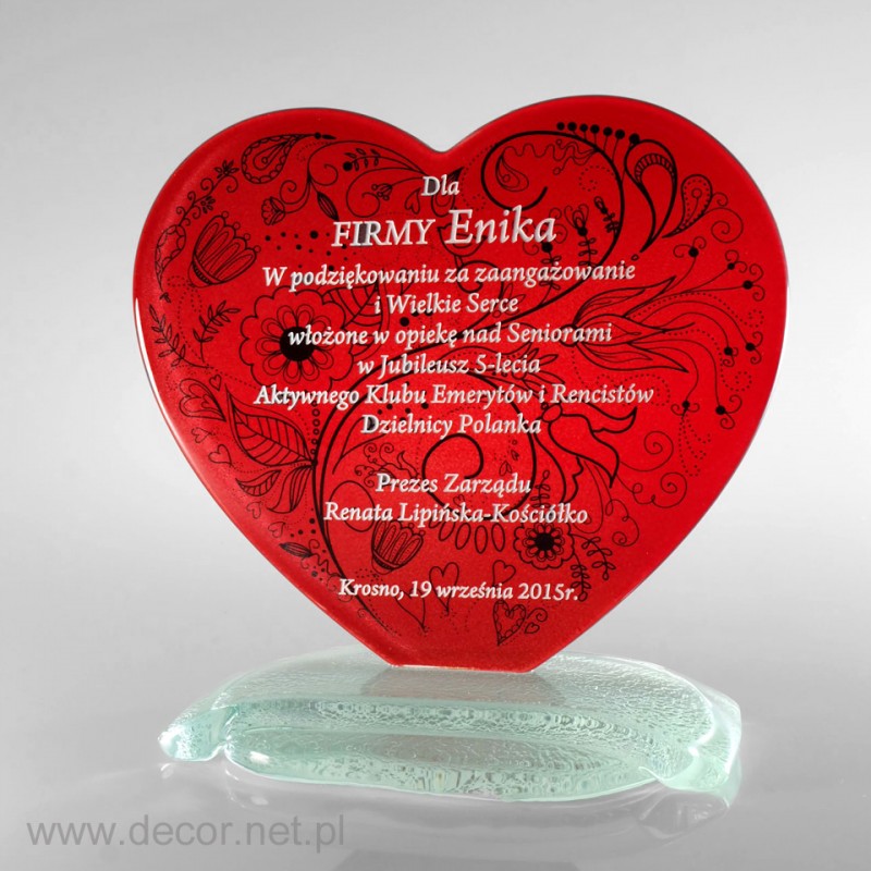 Glass heart statuette - Fusing - Glass awards