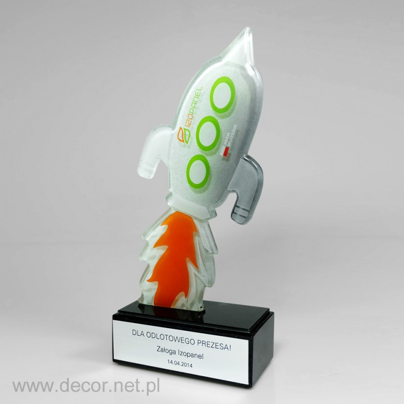 Rocketová soška - Fusing - 
Sklenené ocenenia
