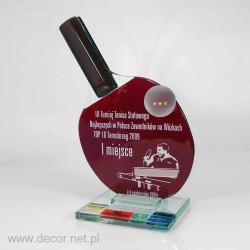 Statuetka szklana Paletka do tenisa - Fusing - statuetki na zamówienie