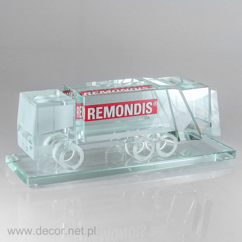 Glass miniature garbage truck