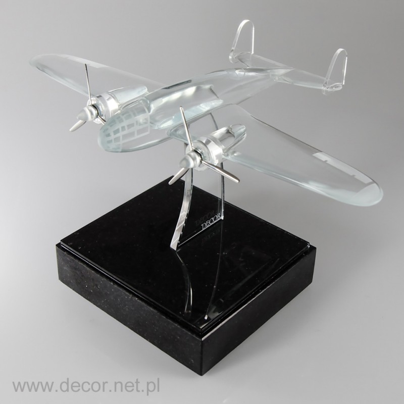 Glass miniature Plane PZL 37 ŁOŚ