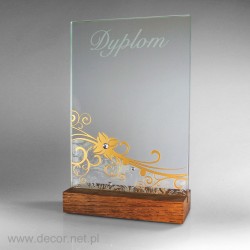 Glass diploma on a wooden basis DRE-09