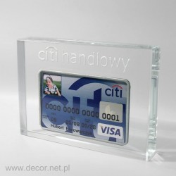 A display with a credit card