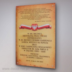 Tablica szklana pamiątkowa...