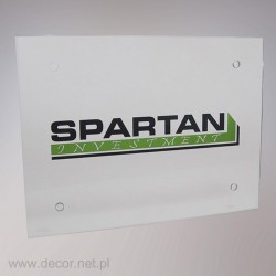 Tablica szklana z grawerowanym logo firmy
